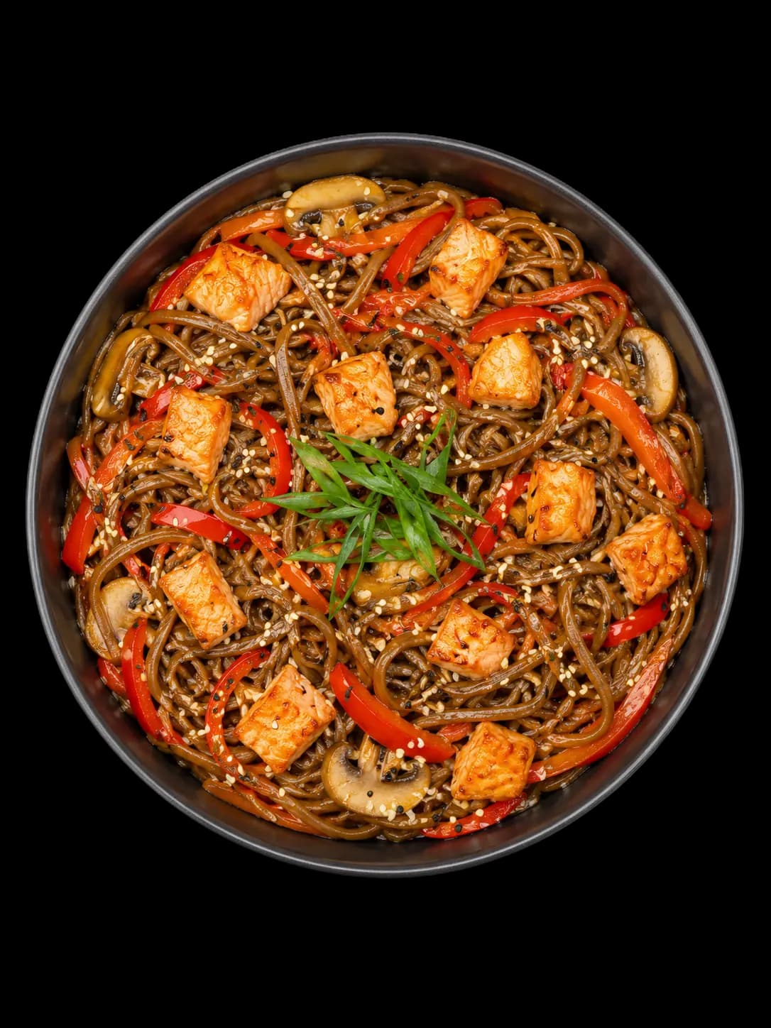 Soba with salmon